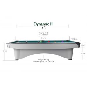 BILLARD DYNAMIC III BLANC - 8ft (2.5m) 6