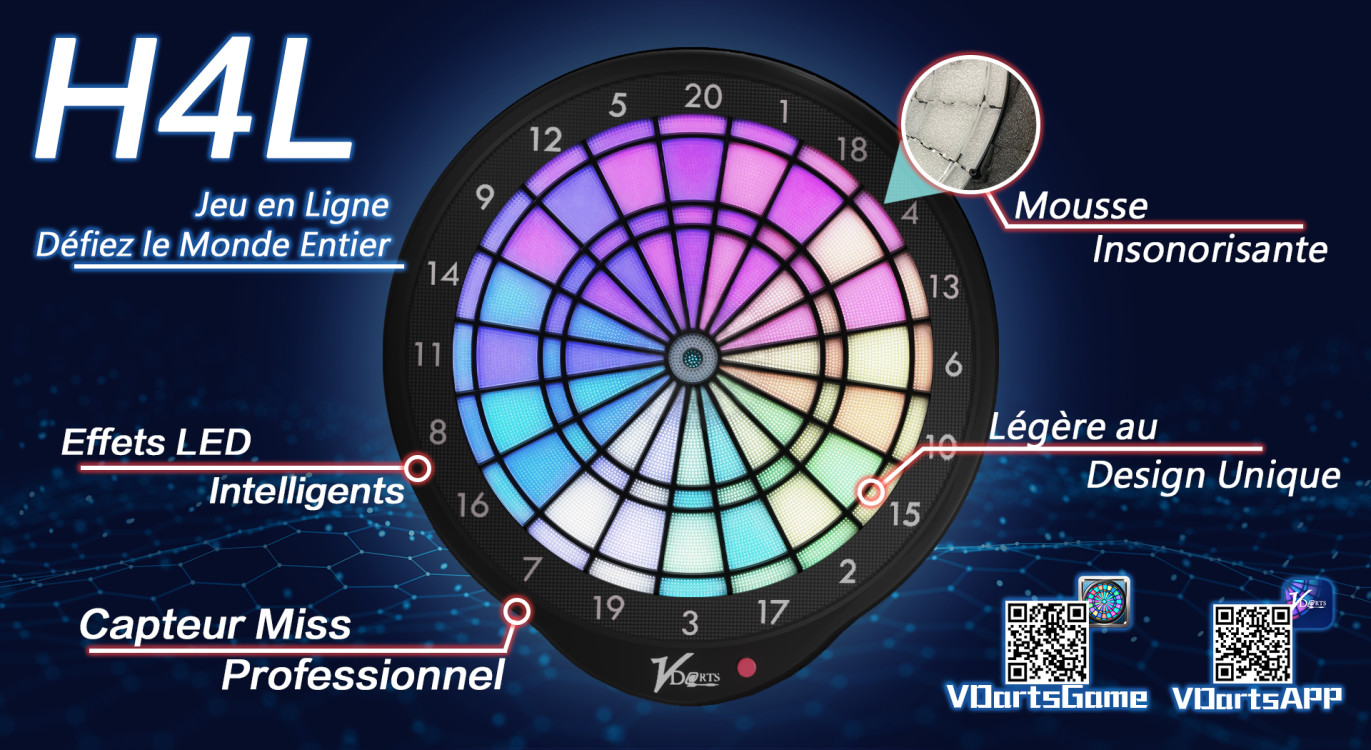 la cible électronique vdarts H4 permet de jouer aux fléchettes en ligne